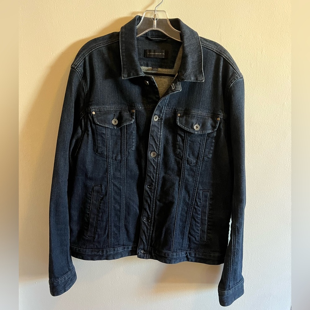 John Varvatos Star USA Dark Blue Wash Denim Trucker Jacket - Size: L